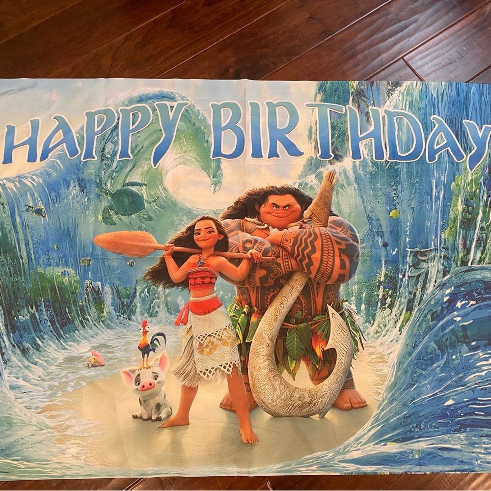 Two Moana birthday banners